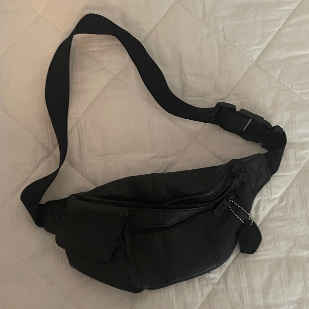 A.P.C. Black Leather Quilted Belt Bag